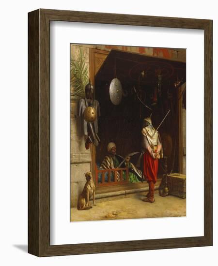 The Arms Market at Cairo; Un Marchand D'Armes Au Caire-Jean Leon Gerome-Framed Giclee Print