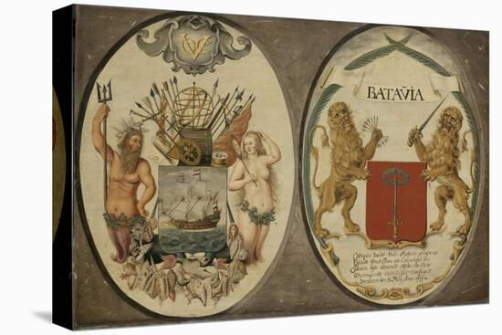 The Arms of the Dutch East India Company and of the Town of Batavia, 1651-Jeronimus Becx-Stretched Canvas