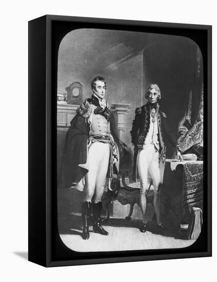 The Army and Navy, Wellington and Nelson, C1805-Newton & Co-Framed Stretched Canvas