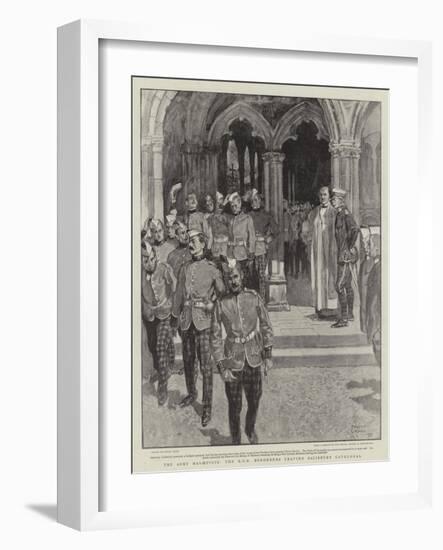 The Army Manoeuvres, the Kos Borderers Leaving Salisbury Cathedral-Frank Craig-Framed Giclee Print