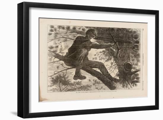 The Army of the Potomac, a Sharp-Shooter on Picket Duty, Harper's Weekly, November 15, 1862-Winslow Homer-Framed Giclee Print