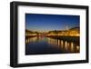 The Arno River and Ponte Vecchio at night, Florence, Tuscany, Italy-Russ Bishop-Framed Photographic Print