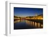 The Arno River and Ponte Vecchio at night, Florence, Tuscany, Italy-Russ Bishop-Framed Photographic Print