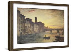 The Arno River and the Holy Trinity Bridge in Florence-Antonio Fontanesi-Framed Giclee Print