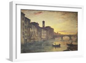 The Arno River and the Holy Trinity Bridge in Florence-Antonio Fontanesi-Framed Giclee Print