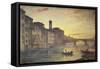 The Arno River and the Holy Trinity Bridge in Florence-Antonio Fontanesi-Framed Stretched Canvas