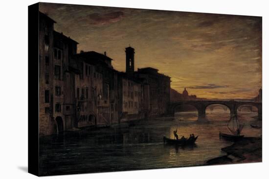 The Arno River in Ponte Santa Trinita, C.1866 ( Oil on Canvas)-Antonio Fontanesi-Stretched Canvas