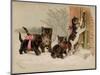 The Arrival Card with Four Kittens Approaching a Door, National Museum of American History-null-Mounted Art Print