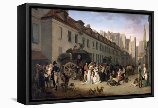 The Arrival of a Stagecoach at the Terminus, Rue Notre-Dame-Des-Victoires, Paris, 1803-Louis Leopold Boilly-Framed Stretched Canvas