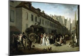 The Arrival of a Stagecoach at the Terminus, Rue Notre-Dame-Des-Victoires, Paris, 1803-Louis Leopold Boilly-Mounted Giclee Print