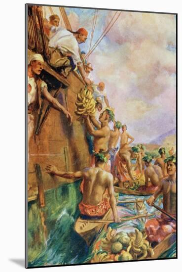 The Arrival of Captain James Cook in Tahiti in 1769-null-Mounted Giclee Print