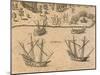 The Arrival of French Ships in Florida, 1602 from American History by Theodore De Bry-null-Mounted Giclee Print