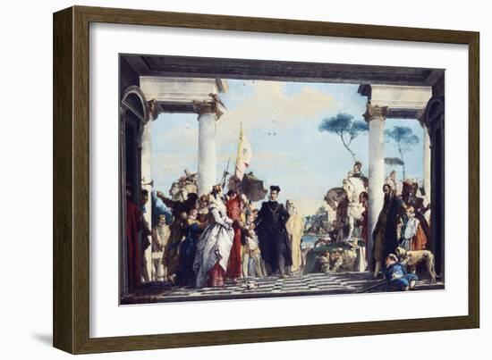 The Arrival of Henri Iii at the Villa Contarini. Before 1750-Giambattista Tiepolo-Framed Giclee Print