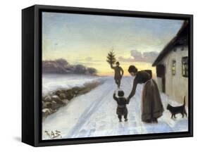 The Arrival of the Christmas Tree-Hans Anderson Brendekilde-Framed Stretched Canvas