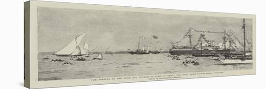 The Arrival of the Duke and Duchess of York at Cowes, the Royal Yacht Passing HMS Neptune-Eduardo de Martino-Stretched Canvas