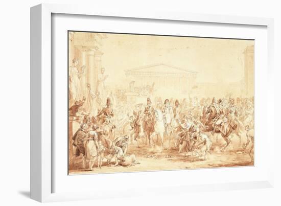 The Arrival of the Emperor Napoleon I with Empress Marie-Louise at the Hotel De Ville, Paris-Etienne-barthelemy Garnier-Framed Giclee Print