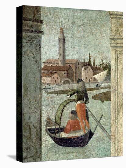 The Arrival of the English Ambassadors, from the St. Ursula Cycle, Detail of a Gondola, 1490-96-Vittore Carpaccio-Stretched Canvas