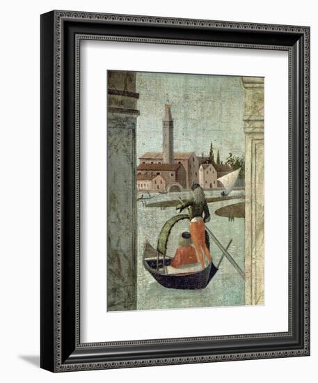 The Arrival of the English Ambassadors, from the St. Ursula Cycle, Detail of a Gondola, 1490-96-Vittore Carpaccio-Framed Giclee Print