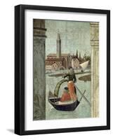 The Arrival of the English Ambassadors, from the St. Ursula Cycle, Detail of a Gondola, 1490-96-Vittore Carpaccio-Framed Giclee Print