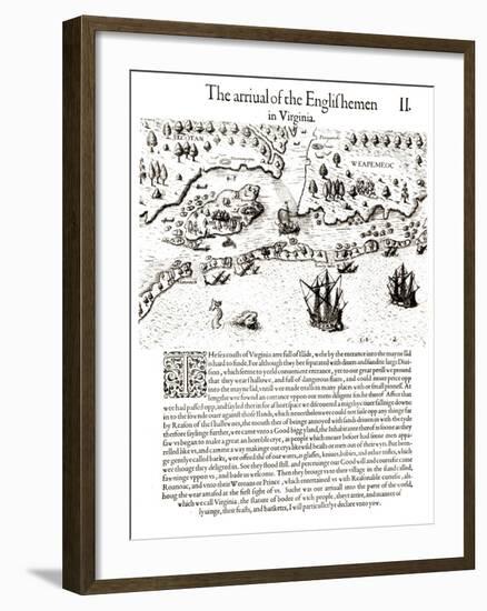 The Arrival of the Englishmen in Virginia-John White-Framed Giclee Print