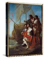 The Arrival of the Explorer Christopher Columbus (1451-1506) in America, 1715 (Oil on Canvas)-Francesco Solimena-Stretched Canvas