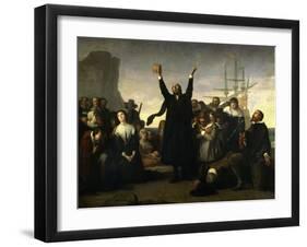 The Arrival of the Pilgrim Fathers, 1863-Antonio Gisbert-Framed Giclee Print