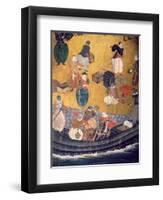 The Arrival of the Portuguese in Japan, Detail of Unloading Merchandise, from a Namban Byobu Screen-Japanese-Framed Premium Giclee Print