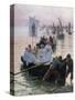 The Arrival of the Procession of St. Anne from Fouesnant to Concarneau, 1887-Alfred Guillou-Stretched Canvas
