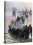 The Arrival of the Procession of St. Anne from Fouesnant to Concarneau, 1887-Alfred Guillou-Stretched Canvas