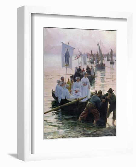 The Arrival of the Procession of St. Anne from Fouesnant to Concarneau, 1887-Alfred Guillou-Framed Giclee Print