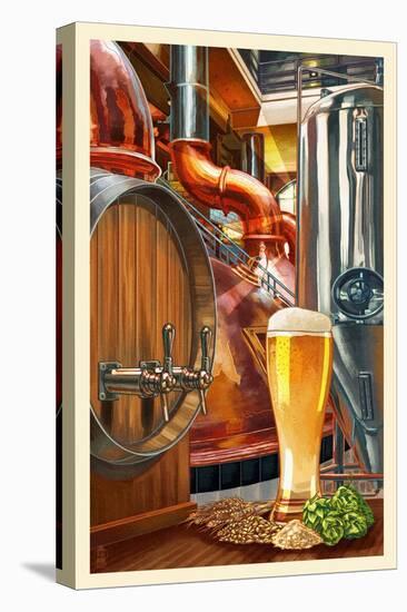 The Art of Beer - Brewery Scene-Lantern Press-Stretched Canvas