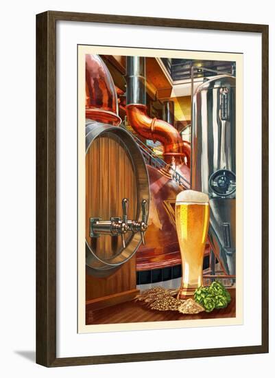 The Art of Beer - Brewery Scene-Lantern Press-Framed Art Print