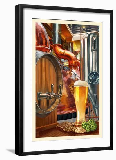 The Art of Beer - Brewery Scene-Lantern Press-Framed Art Print