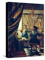 The Art of Painting (The Artist's Studio). About Um 1666/68-Johannes Vermeer-Stretched Canvas