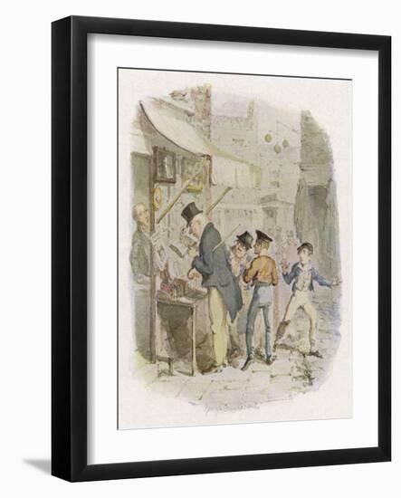 The Artful Dodger Teaches Oliver Twist to Pickpocket from the Rich-George Cruikshank-Framed Art Print