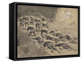The Artful Dodgers (Shrapnel Coming Down the Road)-Frederic Remington-Framed Stretched Canvas