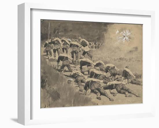 The Artful Dodgers (Shrapnel Coming Down the Road)-Frederic Remington-Framed Giclee Print