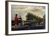 The Artist, his Wife and Child by the Moat of his Mansion, Perck-David the Younger Teniers-Framed Giclee Print