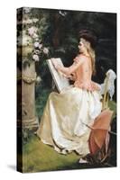 The Artist in the Garden-Gustave Jean Jacquet-Stretched Canvas