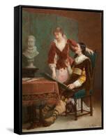The Artist's Critic-Louis Claude Mouchot-Framed Stretched Canvas