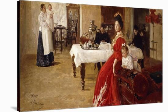 The Artist's Daughter, Tat'iana and Her Family in an Interior-Ilya Efimovich Repin-Stretched Canvas