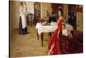 The Artist's Daughter, Tat'iana and Her Family in an Interior-Ilya Efimovich Repin-Stretched Canvas