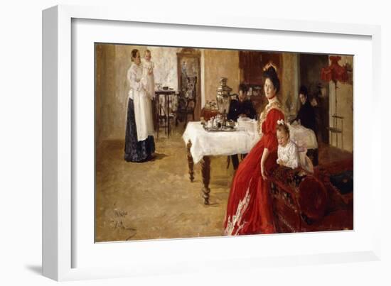 The Artist's Daughter, Tat'iana and Her Family in an Interior-Ilya Efimovich Repin-Framed Giclee Print