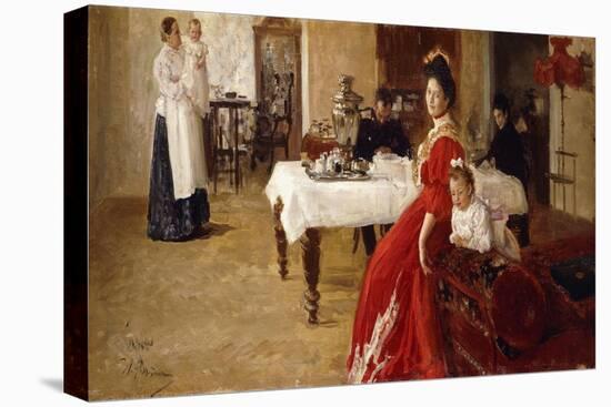 The Artist's Daughter, Tat'Iana and Her Family in an Interior-Ilya Efimovich Repin-Stretched Canvas