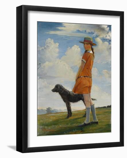 The Artist's Daughter Walking the Vicar's Dog, C.1924-Walter Bonner Gash-Framed Giclee Print