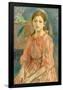 The Artist's Daughter with a Parakeet. Dated: 1890. Dimensions: overall: 65.6 x 52.1 cm (25 13/1...-Berthe Morisot-Framed Poster