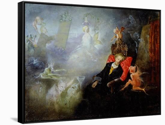 The Artist's Dream, 1857 (Oil on Millboard)-John Anster Fitzgerald-Framed Stretched Canvas
