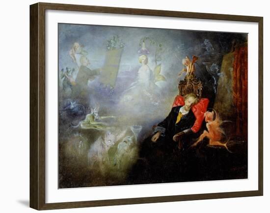 The Artist's Dream, 1857 (Oil on Millboard)-John Anster Fitzgerald-Framed Giclee Print