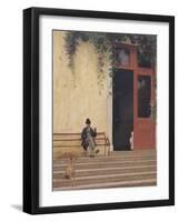 The Artist's Father and Son on the Doorstep of His House, circa 1866-67-Jean Leon Gerome-Framed Giclee Print