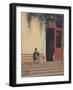 The Artist's Father and Son on the Doorstep of His House, circa 1866-67-Jean Leon Gerome-Framed Giclee Print